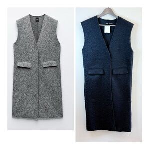 Zara Women’s Puddle Curly Sherpa Dark Blue Coat Vest Size